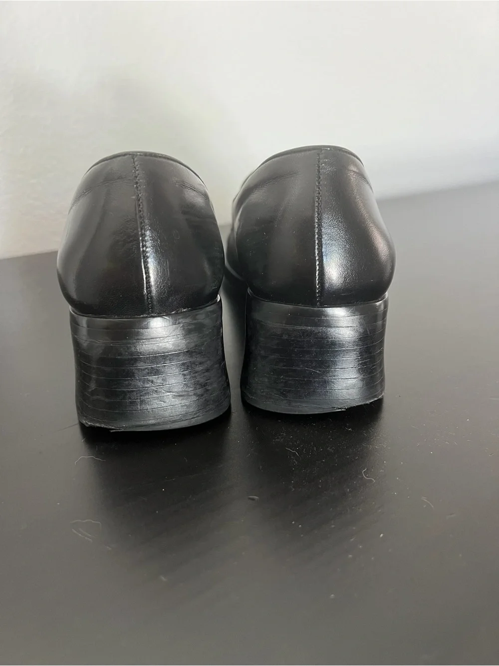 Nine West Classic Black Leather Women's Block Heel Loafers